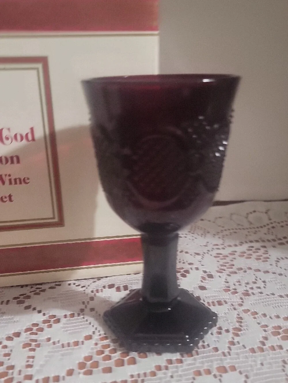 Avon Cape Cod 1876 Ruby Red  Wine Glass Pair